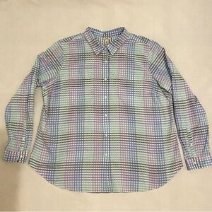 L.L.Bean Plaid Crinkled Cotton Long Sleeve Shirt Women’s Size 2X Plus